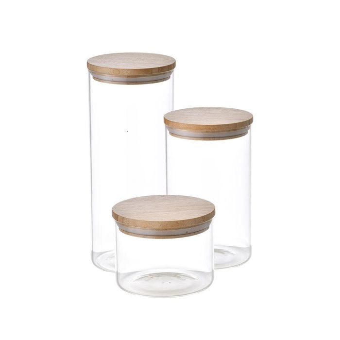San Ignacio Set 3 Botes Natur Borosilicato Vidrio Bambú SG-3805 2.1L 1.4L 600ml San Ignacio Set 3 Botes Natur Borosilicato Vidrio Bambú SG-3805 2.1L 1.4L 600ml
