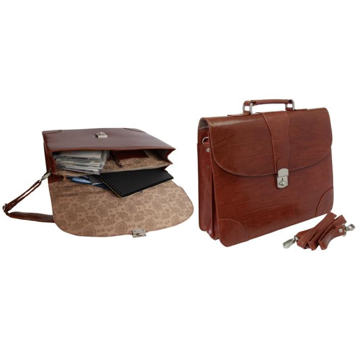 Cartera Portadocumentos Q-Connect Kf02610 Con Correa Y Dptos Interiores Marron 1