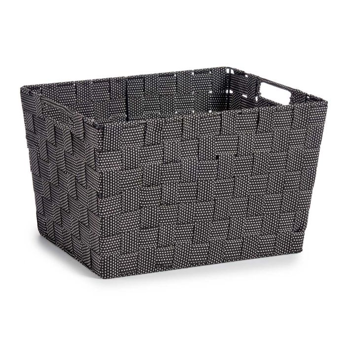 Kipit Cesta de Tela Cónica Rectangular con Asas Grande Negro 35x25x20 cm (Set de 12)