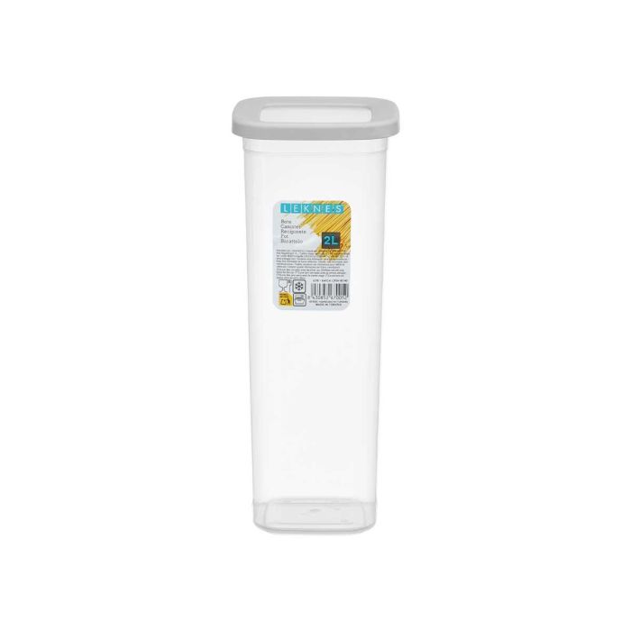 Bote Cuadrado Tapa Gris 2L Leknes 10X27CM (24 Unidades) 2 Bote Cuadrado Tapa Gris 2L Leknes 10X27CM (24 Unidades) 2