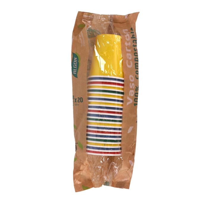 Algon Set-20 Vaso Carton Multicolor 120 cc (6 cm ancho x 6.5 cm alto x 6 cm largo) (24 Unidades)