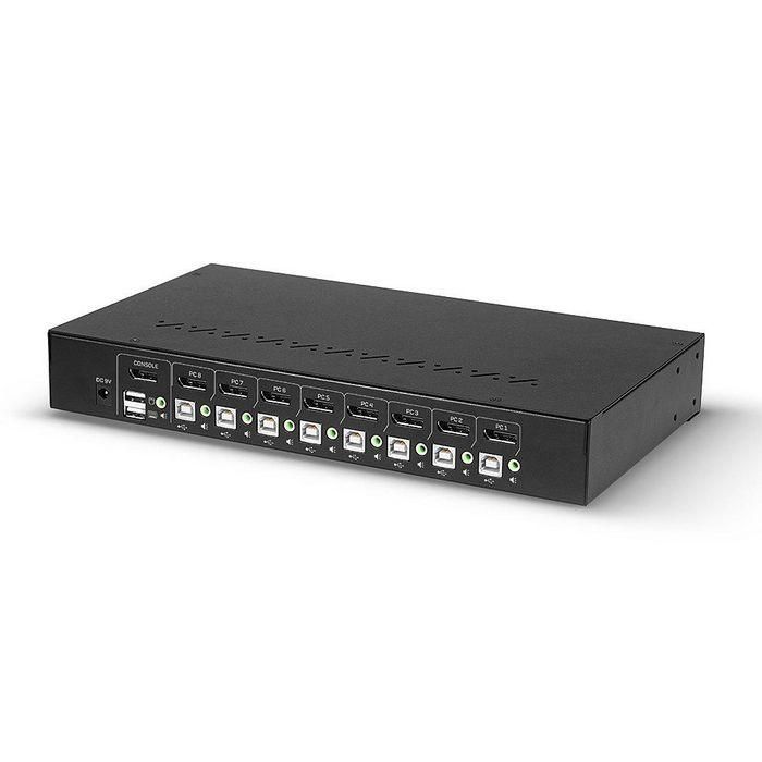 Lindy KVM Switch 8 Puertos DisplayPort 1.2, USB 2.0 y Audio con Hub USB Integrado, 4K 60Hz para PC/Mac, Rack 1U 1