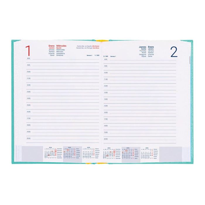 Agenda Encuadernada Liderpapel Corfu A5 2025 Dia Pagina Color Verde Menta Papel 60 gr 6