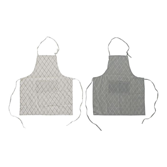 DKD Home Decor Delantal Básico Japan stripes Gris y Blanco de Mezcla de Algodón y Poliéster 80x70 cm Pack de 12 Unidades 0 DKD Home Decor Delantal Básico Japan stripes Gris y Blanco de Mezcla de Algodón y Poliéster 80x70 cm Pack de 12 Unidades 0