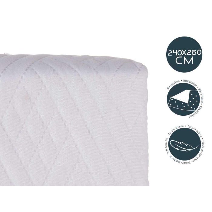 Colcha Reversible Giftdecor 240x260 cm - Blanco, 100% Poliéster, Tacto Suave (6 Unidades) 3 Colcha Reversible Giftdecor 240x260 cm - Blanco, 100% Poliéster, Tacto Suave (6 Unidades) 3