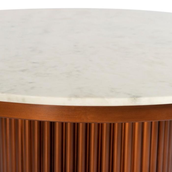 DKD Home Decor Mesa Comedor Moderna de Mármol y Metal, Colores Cobrizo y Blanco, 110x110x76 cm 1 DKD Home Decor Mesa Comedor Moderna de Mármol y Metal, Colores Cobrizo y Blanco, 110x110x76 cm 1