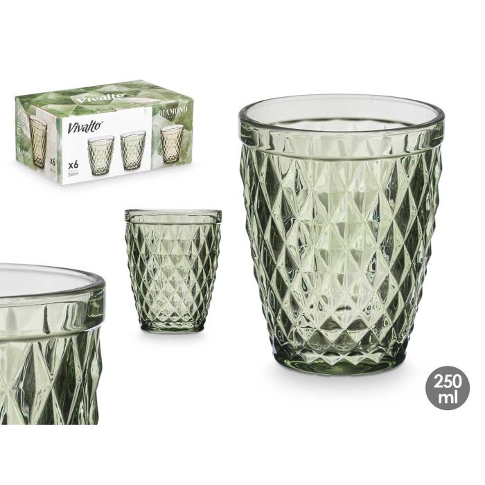 Vaso Diamante Verde 250 Ml Vivalto 8x10x8cm (24 Unidades) 0 Vaso Diamante Verde 250 Ml Vivalto 8x10x8cm (24 Unidades) 0