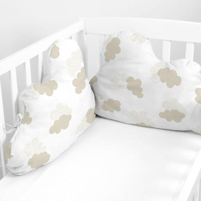 Protector de Cuna HappyFriday Basic Kids Clouds Beige 60 x 40 cm 2