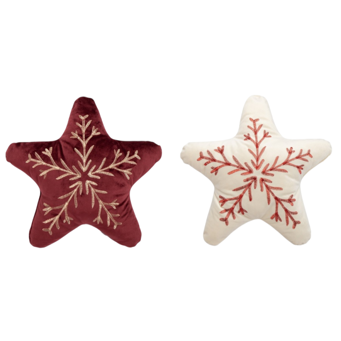DKD Home Decor Cojín de Poliéster Decorativo de Navidad Tradicional Burdeos Blanco - Set de 4 Unidades, 10 x 37 x 35 cm