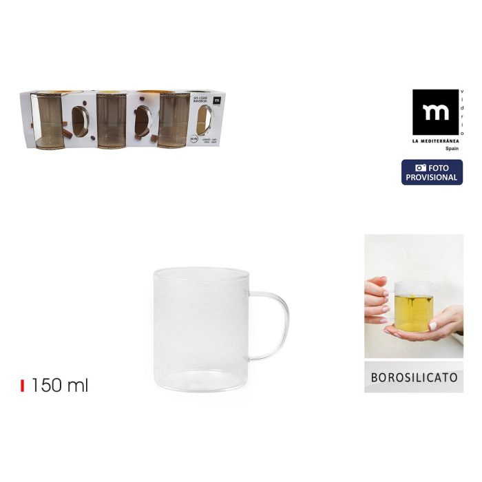 Set-3 Tazas Boro Lisas 150Ml La Mediterranea (24 Unidades) 0 Set-3 Tazas Boro Lisas 150Ml La Mediterranea (24 Unidades) 0