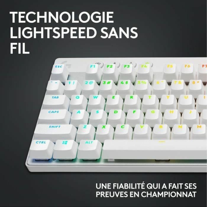 Teclado para juegos - inalámbrico - LOGITECH G - G Pro X TKL Lightspeed - USB - AZERTY - Blanco 4 Teclado para juegos - inalámbrico - LOGITECH G - G Pro X TKL Lightspeed - USB - AZERTY - Blanco 4