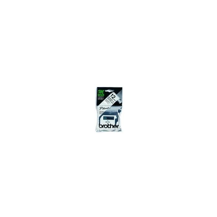 Brother Cinta No Laminada Texto Negro sobre Blanco 12 mm x 8M