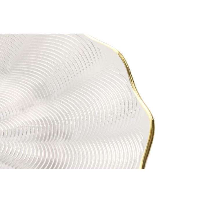 Plato Glam DKD Home Decor Transparente Dorado 28.4 x 2.6 x 28.4 cm (6 Unidades) 2