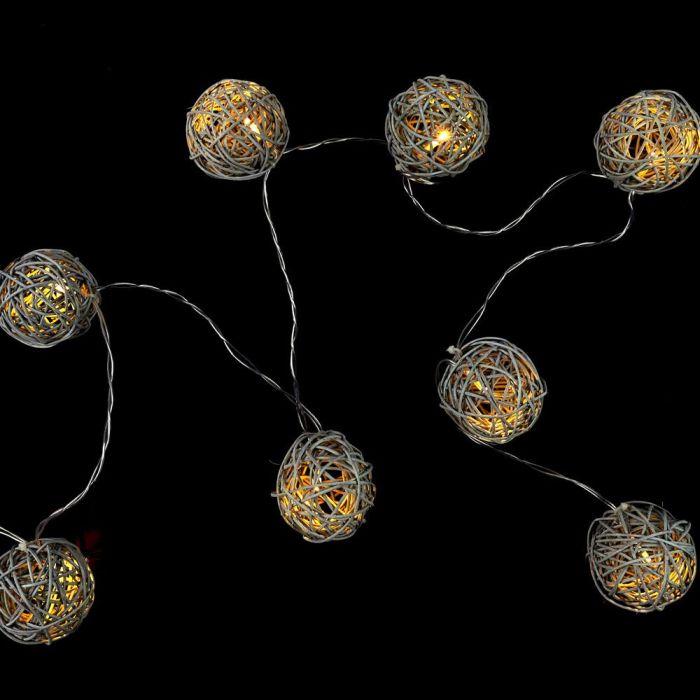 Home Deco Factory Guirnalda de 8 luces LED Ratán Gris, 2700K 3 Home Deco Factory Guirnalda de 8 luces LED Ratán Gris, 2700K 3