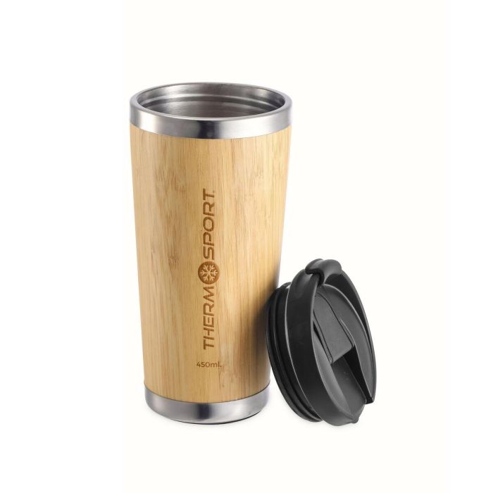 Taza Termo con Tapa ThermoSport Bambú 450 ml (9 Unidades) 2