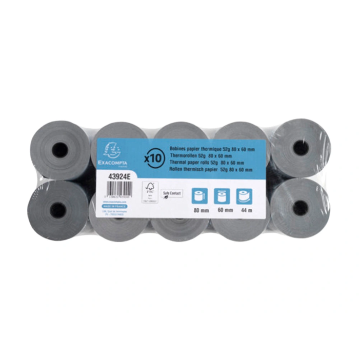 Exacompta Rollo Calculadora Safe Contact Térmico 80 mm x 60 mm 52 g/m² 3
