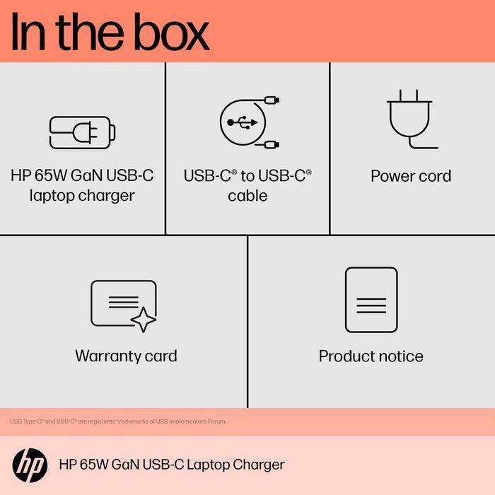 HP Cargador Portátil 65W GaN USB-C