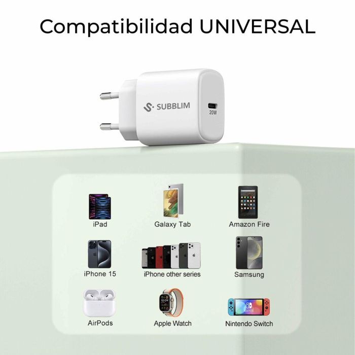Cargador de Pared Subblim SUBCHG-6G2001 Blanco 20 W 2 Cargador de Pared Subblim SUBCHG-6G2001 Blanco 20 W 2