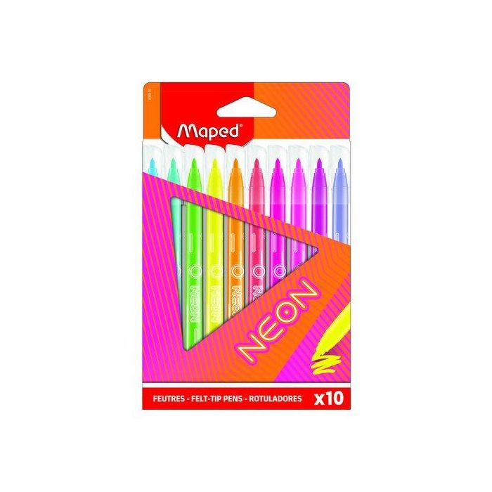 Maped Rotuladores Fluorescentes Neón Colores Surtidos Caja de 10 Unidades