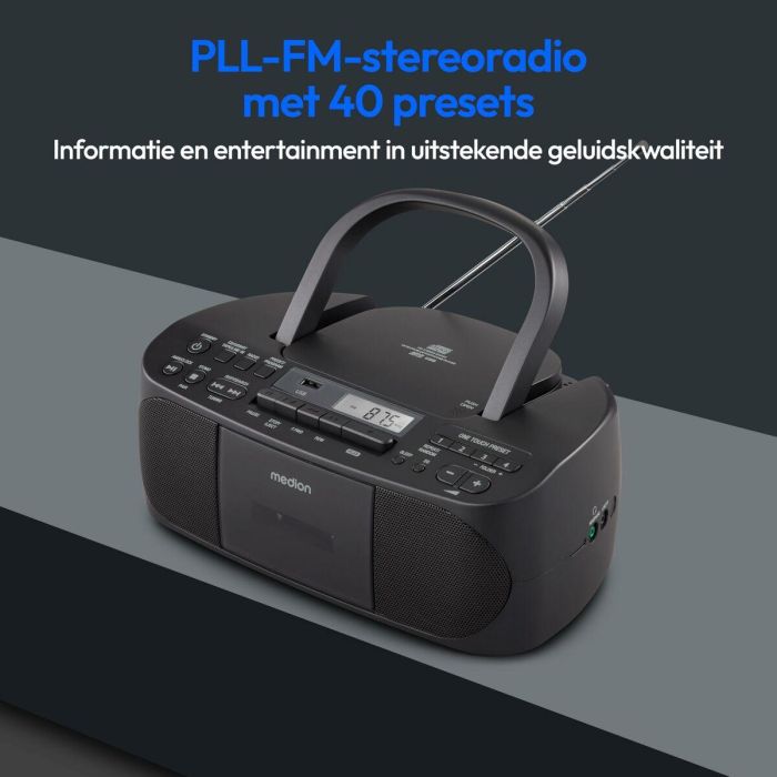 Medion MED4061275057881 Radio CD K7 FM 2x3W RMS Negra 12 Medion MED4061275057881 Radio CD K7 FM 2x3W RMS Negra 12