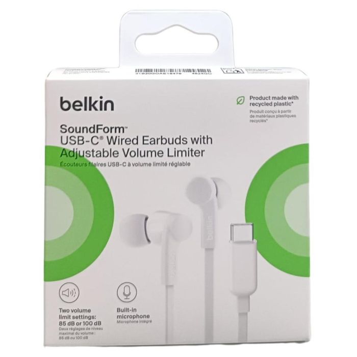 Belkin G3H0002HQWHV2 Auriculares USB-C Blancos Signature Sound, IPX5, con limitador de volumen 1