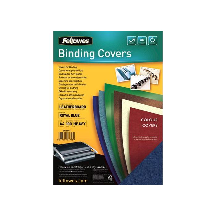 Fellowes 5371305 PACK 100 PORTADAS SIMIL PIEL A4 250 GR. AZUL