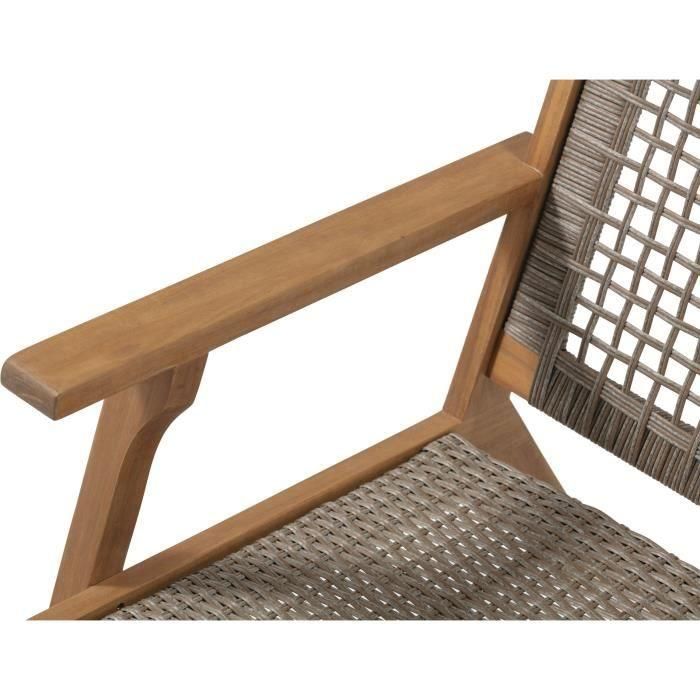 Sillón de jardín bajo en madera de acacia FSC y resina de mimbre - BORA - An. 60 x Pr. 76 x Al. 73 cm 3 Sillón de jardín bajo en madera de acacia FSC y resina de mimbre - BORA - An. 60 x Pr. 76 x Al. 73 cm 3
