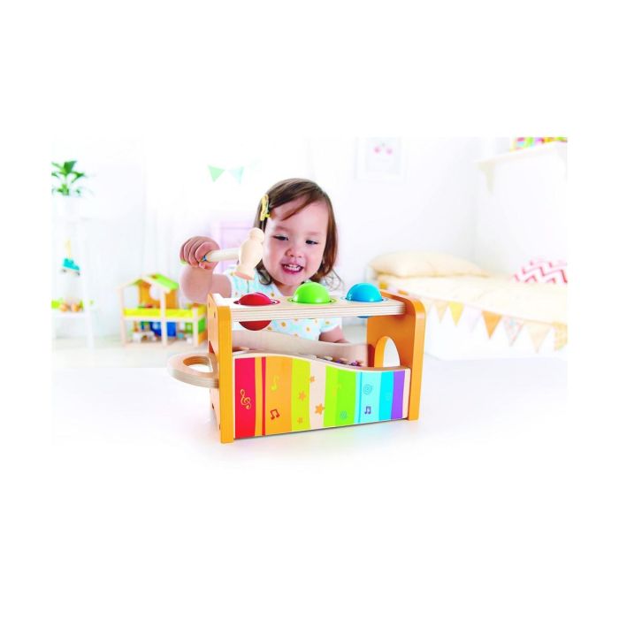 Banco de musica con xilofono de madera, dos modelos de juego (xilofono o golpeando las bolas) 24x15x13,5 cm 2 Banco de musica con xilofono de madera, dos modelos de juego (xilofono o golpeando las bolas) 24x15x13,5 cm 2