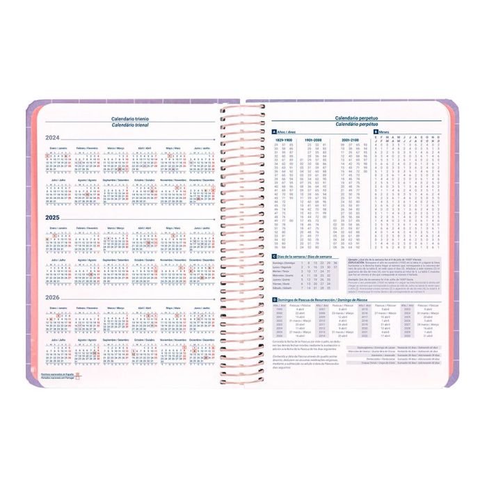 Agenda Espiral Liderpapel Kymolos A5 2025 Dia Pagina Malva Papel 70 gr 8