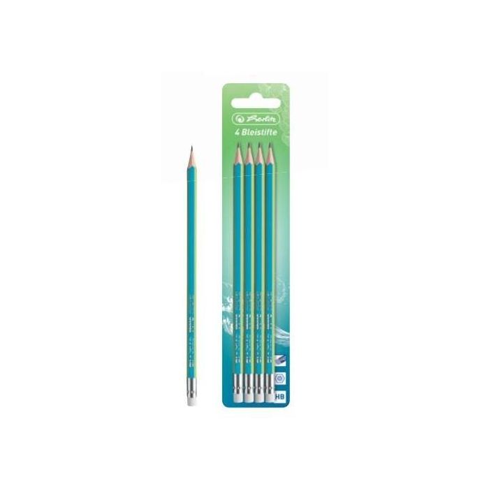 Herlitz Lápices GREENline HB de Madera, 4 unidades Blister