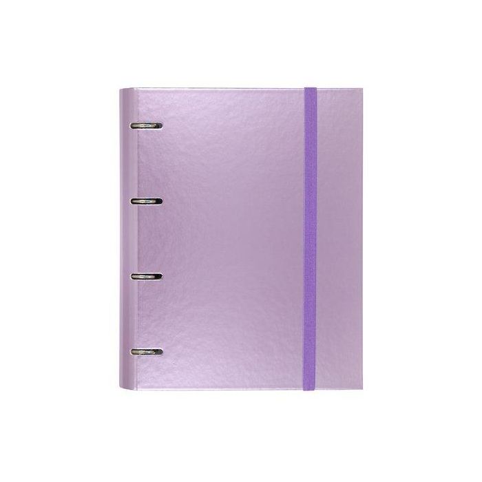 Carchivo Carpeta Anillas 4x35 mm Carpeblock Metal A4, Cartón Plastificado Malva, 100 Hojas 90 gr