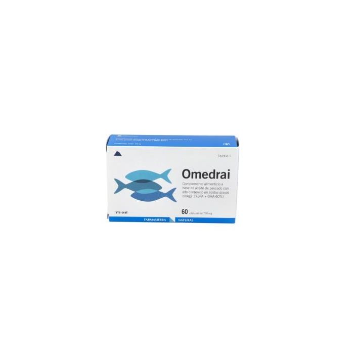 FARMASIERRA Omedrai 60 cápsulas, Aceite de Pescado con Omega 3 para la Salud Cardiovascular, DHA y EPA