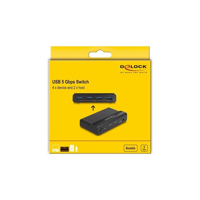 DeLOCK Conmutador USB 5 Gbps Switch 4 x Dispositivo y 2 x Host, 5 Gbit/s, Negro, 54 x 92 x 19 mm 2 DeLOCK Conmutador USB 5 Gbps Switch 4 x Dispositivo y 2 x Host, 5 Gbit/s, Negro, 54 x 92 x 19 mm 2