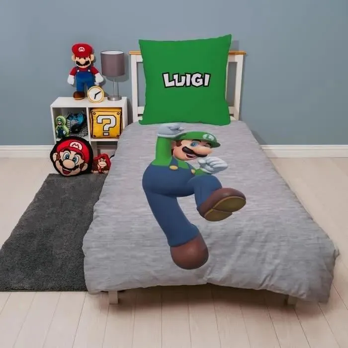 Mario Bros Juego de Cama Reversible Mario y Luigi Microfibra Funda Nórdica 140x200 cm Funda Almohada 63x63 cm 1