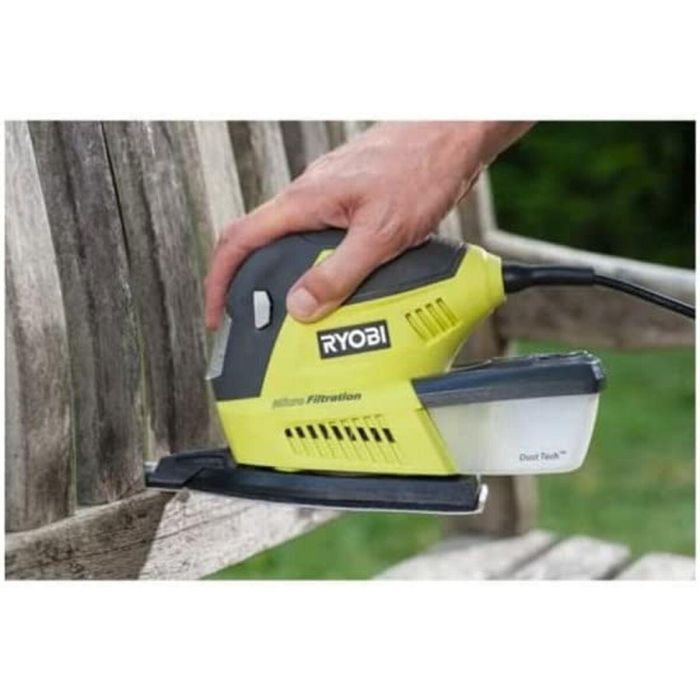 Ryobi Lijadora Multiusos 180W con 3 Modos (Triangular, 1/3 Hoja, Acabado) y 30 Abrasivos 1