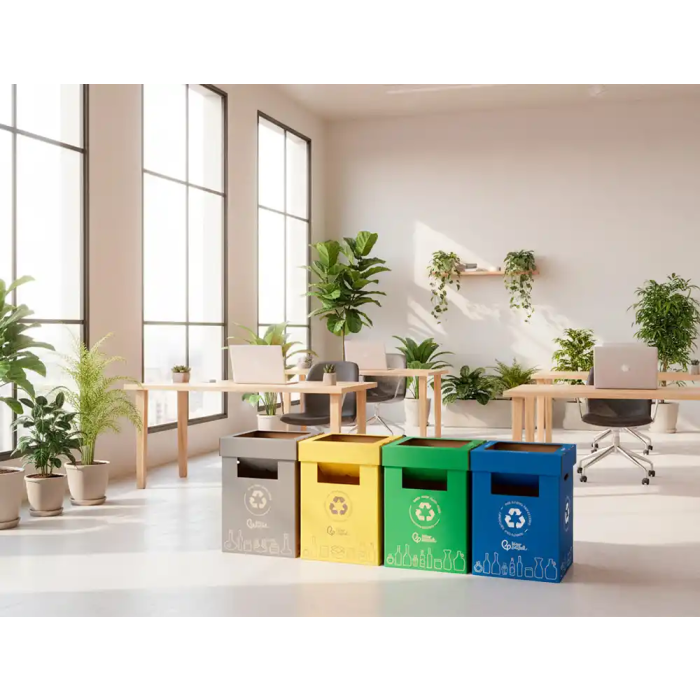 Liderpapel Contenedor Papelera Reciclaje Restos No Reciclables Cartón Reciclado 70 Litros 450x350x650 mm Gris 7