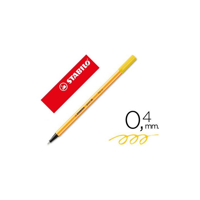 Rotulador Stabilo Punta De Fib Ra Point 88 Amarillo Punta Fina 0,4 mm 10 unidades