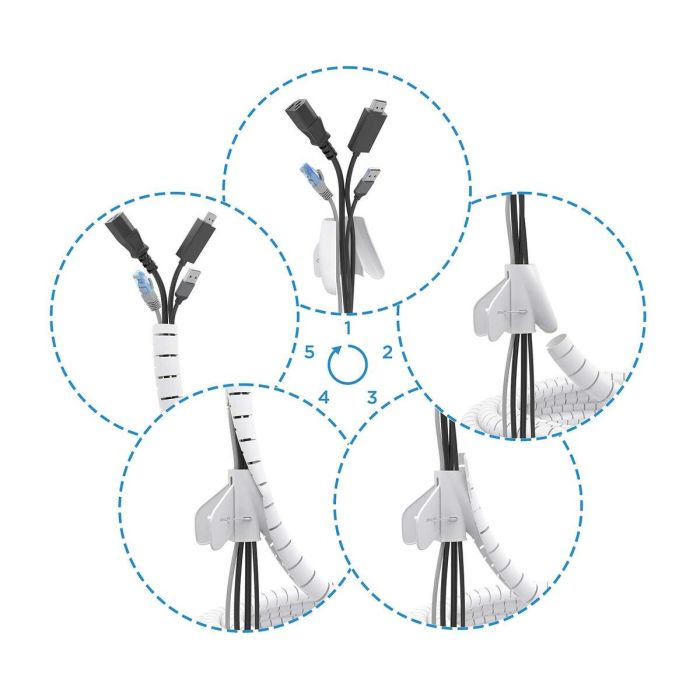 AISENS - ORGANIZADOR DE CABLE EN ESPIRAL 25MM, BLANCO, 3.0M 2 AISENS - ORGANIZADOR DE CABLE EN ESPIRAL 25MM, BLANCO, 3.0M 2