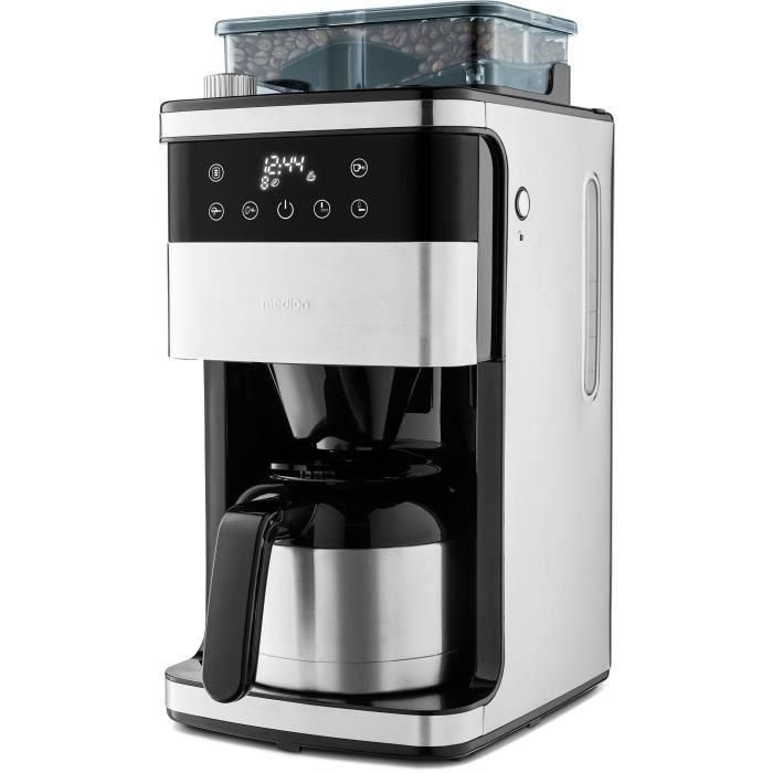 Cafetera Digital con Filtro Aislado y Molinillo - MEDION - 1000W - 1.0L - Plateada Cafetera Digital con Filtro Aislado y Molinillo - MEDION - 1000W - 1.0L - Plateada