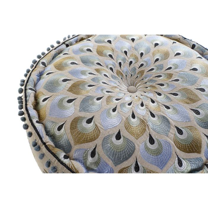 DKD Home Decor Cojín Suelo Pavo Real Azul Beige 60 x 60 x 27 cm 3