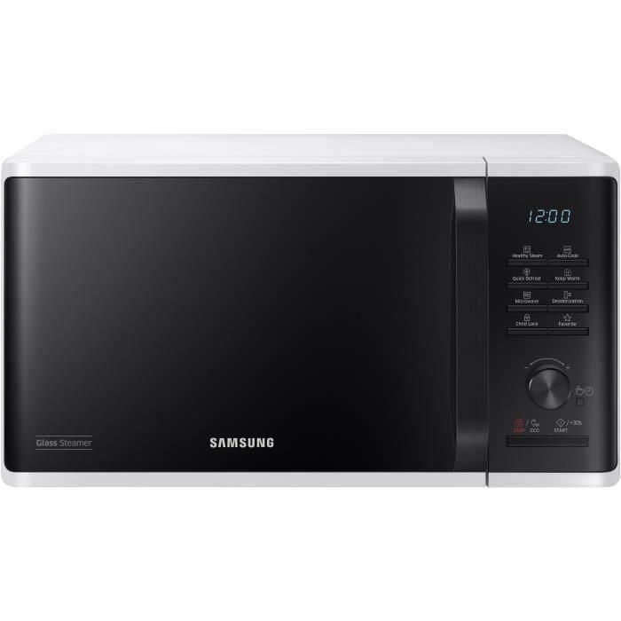 Samsung Microondas Solo 23L con Control Electrónico, Función Mantener Caliente, Descongelación Rápida y a Vapor, Blanco