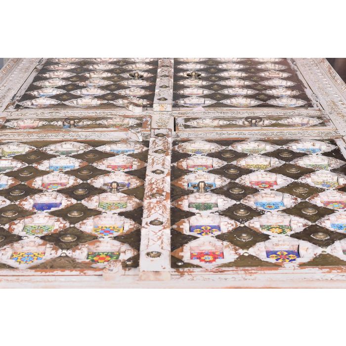 Giner y Colomer Armario Madera de Mango con Detalles de Cerámica y Bronce Blanco Envejecido 185 cm 5 Giner y Colomer Armario Madera de Mango con Detalles de Cerámica y Bronce Blanco Envejecido 185 cm 5