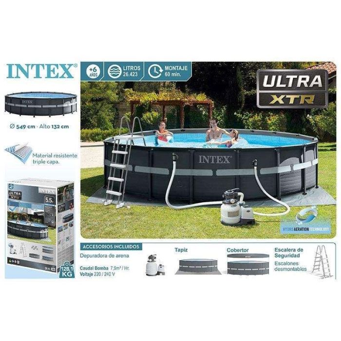 Piscina desmontable redonda iscina ultra xtr con depuradora de arena,escalera,cobertor y tapiz (capacidad 26330 litros) 549x132 cm 7 Piscina desmontable redonda iscina ultra xtr con depuradora de arena,escalera,cobertor y tapiz (capacidad 26330 litros) 549x132 cm 7