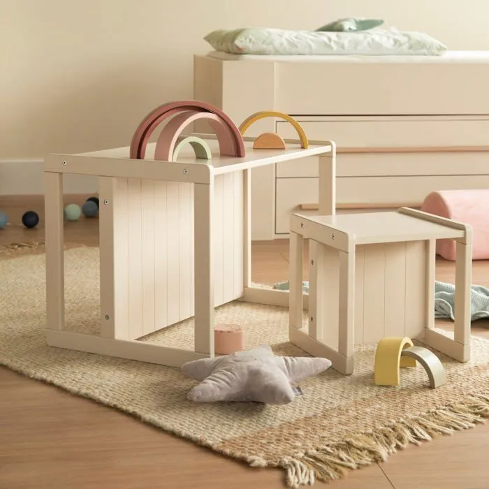 ROBA AABKJ29812 Taburete Infantil Regulable con 3 Alturas, Estilo Rústico, Color Beige Cachemira