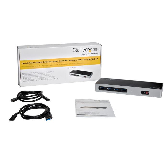 Hub USB Startech DK30A2DH Negro/Plateado Plateado 40 W 8