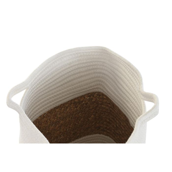 DKD Home Decor Cesta de Almacenaje Básicos Fibra Algodón Blanco Natural 36x52x36 cm Hecha a Mano 2 DKD Home Decor Cesta de Almacenaje Básicos Fibra Algodón Blanco Natural 36x52x36 cm Hecha a Mano 2