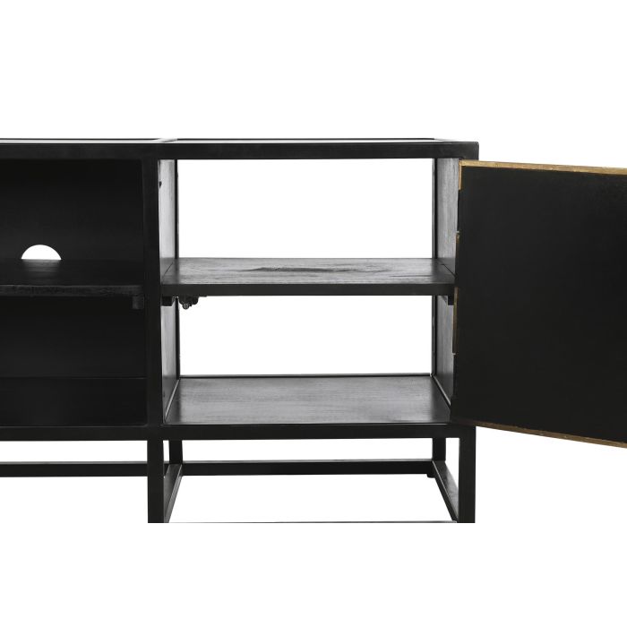 DKD Home Decor Mueble TV Negro Dorado de Madera y Metal, 120x37x50 cm 3 DKD Home Decor Mueble TV Negro Dorado de Madera y Metal, 120x37x50 cm 3