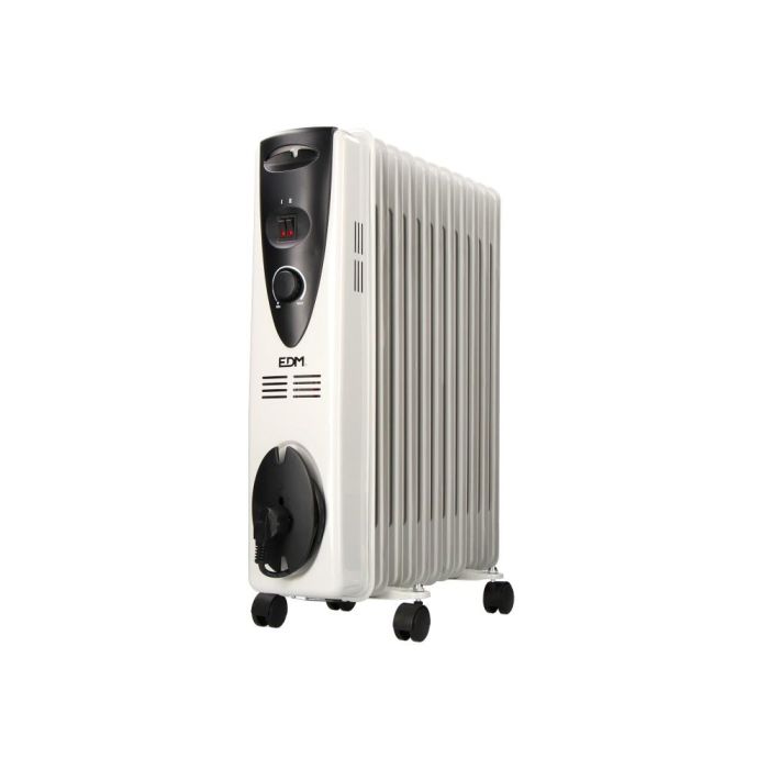 Edm Radiador de aceite 2500W 11 elementos con termostato y protección contra sobrecalentamiento