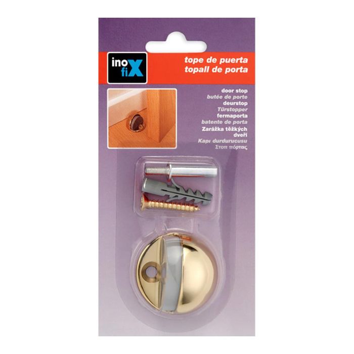 Inofix Tope de puerta metálico dorado con tornillo, aleación de zamac, para puertas de interior pesadas 1 Inofix Tope de puerta metálico dorado con tornillo, aleación de zamac, para puertas de interior pesadas 1