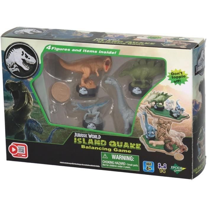 Epoch Jurassic World Island Quake - Juego de Equilibrio de Dinosaurios en Plataforma con Dados para Niños +4 años